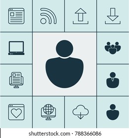Web icons set with global, followed, user and other team elements. Isolated vector illustration web icons.