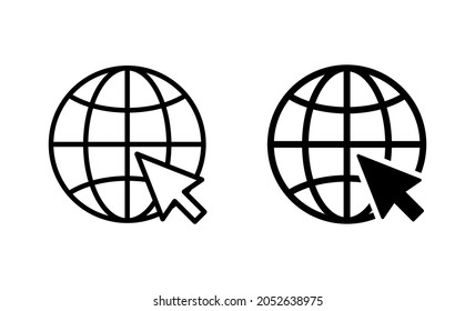 Web icons set. go to web sign and symbol. web click icon. Global search icon