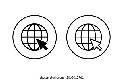 Web icons set. go to web sign and symbol. web click icon. Global search icon