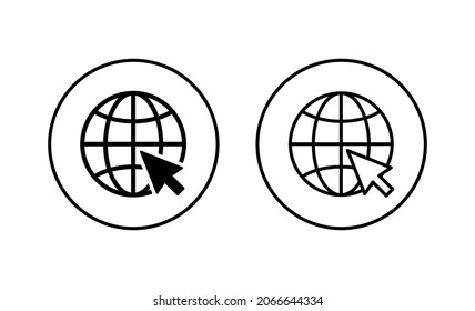 Web icons set. go to web sign and symbol. web click icon. Global search icon