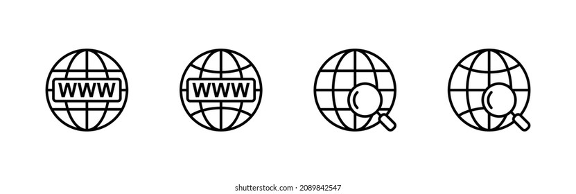 Web icons set. go to web sign and symbol. web click icon. Global search icon
