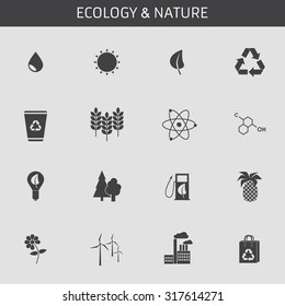 Web icons set Green, Ecology and environment in vector format. Design flat. 