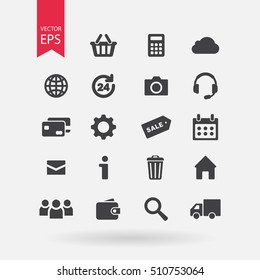 Web icons set isolated on white background. Vector Universal communication buttons. Trendy modern Flat style for graphic design, logo, Website, social media, UI, mobile app, EPS10