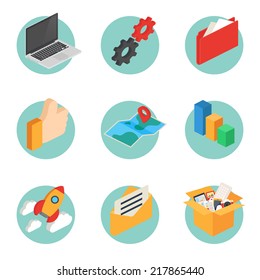 Web icons set, isometric style 