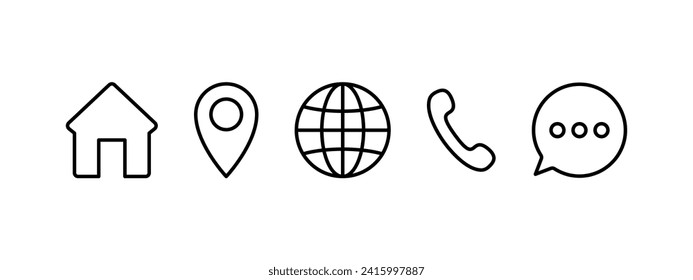 Web icons set. Linear icons of contact information. Vector icons