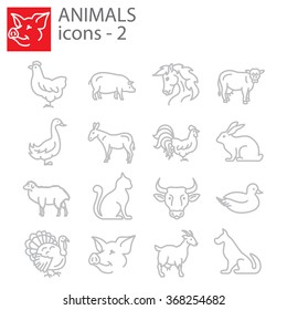 Web icons set - Livestock, Farm animals
