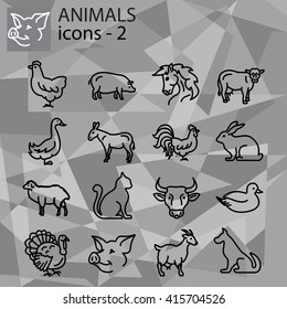 Web icons set - Livestock, Farm animals