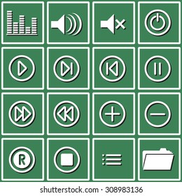 Web icons set Media Player. Multimedia. Isolated. Vector Illustration. Design flat.