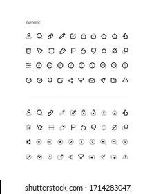 Web Icons Set Mobile App Generic Icons Easy Editable Stroke Two Variants