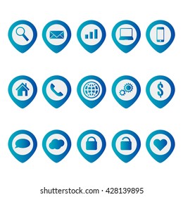 Web icons set. Mobile icon. Search icon. Cloud icon. Heart icon. Map icon. Computer icon. House icon. Envelope icon. Phone icon. Collection web icons.