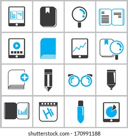 web icons set, office tools icons, black and blue color theme icons