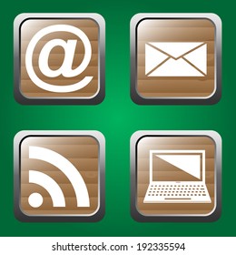 Web icons set on the green background. Vector illustration.