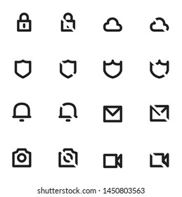 Web Icons Set . On Off Media. Vector Illustration On White Background