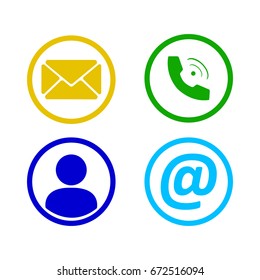 Web icons set on the white background. Vector illustration.
Vector icon set: colored communication icons -  message, mobile phone, contact, mail.