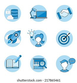 Web icons set, outline style 