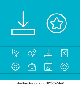Web icons set with paper plane, photo and date block elements. Set of web icons and loading concept. Editable vector elements for logo app UI design.