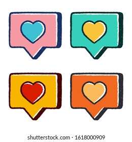 Web Icons Set. Social Network Set. Web Icons Hand Drawn Kit on white background isolated. Stock Vector Illustration.
