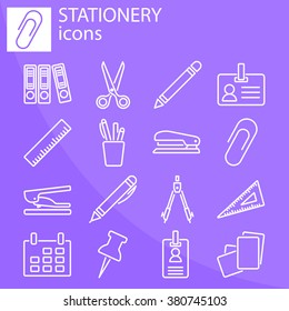 Web icons set. Stationery, office stuff