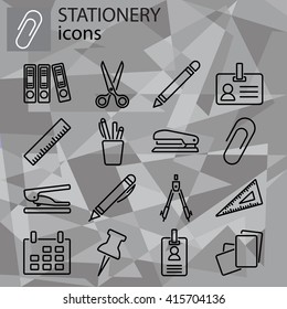 Web icons set. Stationery, office stuff