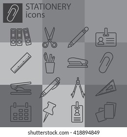 Web icons set. Stationery, office stuff