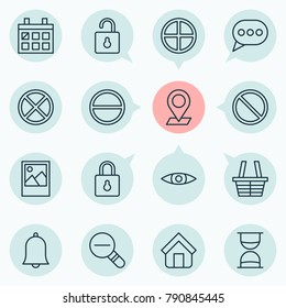 Web icons set with unlock, glance, refuse and other calendar elements. Isolated vector illustration web icons.