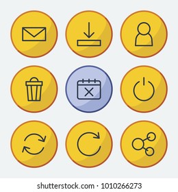 Web icons set with user, refresh and rotate elements. Set of web icons and letter concept. Editable vector elements for logo app UI design.