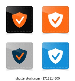 Web icons of shield and check mark. Vector illustration