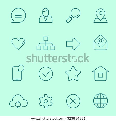 Web icons, thin line design