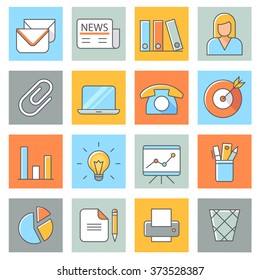 iconos web, estilo de línea delgada, diseño plano