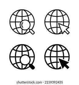 Vector de iconos Web. ir al símbolo y signo web. icono de clic en el sitio Web. Icono de búsqueda global