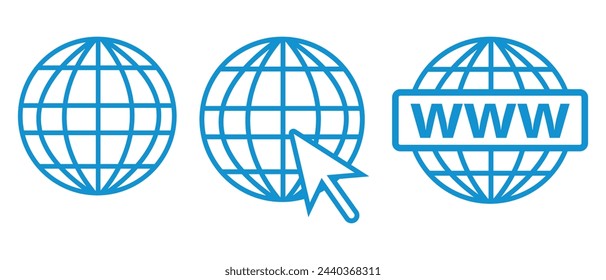 Web icons vector. Web icon vector, logo, silhouette. Internet world vector silhouette. Globe and earth  vector set.