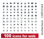 Web icons. Vector set of 100 signs for websites and applications.