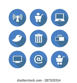 web icon's white set with long shadows