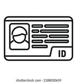 Web id card icon outline vector. Photo badge. Pass template