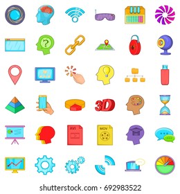 Web idea icons set. Cartoon style of 36 web idea vector icons for web isolated on white background