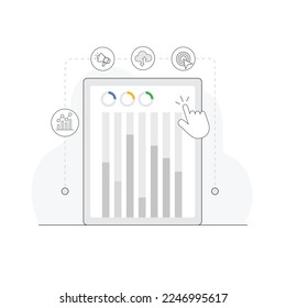 web illustration layout for growth or progess vector line art