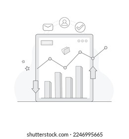 web illustration layout for growth or progess vector line art