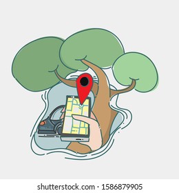 web illustration. simple design. simple illustration of someone ordering an online driver