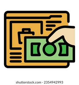 Web income icon outline vector. Financial work. Money rich color flat