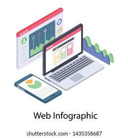 
Web info graphic icon isometric design 
