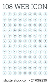 Web infographic icon set in blue circles
