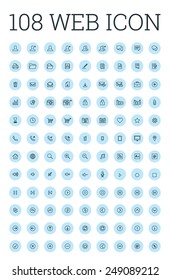 Web infographic icon set in light blue circles