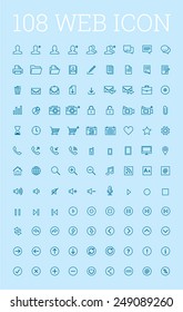 Web infographic icon set on blue background