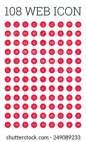 Web infographic icon set in red circles