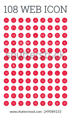 Web infographic icon set in red circles