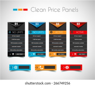 Web Infographic Panel for on line services comparison. Shadows are transparent and made with blends.