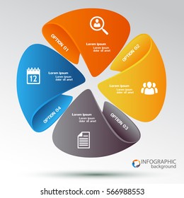 Web infographic template with colorful cycle diagram four options and icons on gray background vector illustration