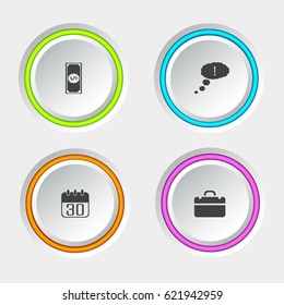 Web infographic template with gray round buttons colorful edging and business icons on light background vector illustration