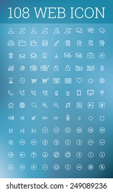 Web infographic white icon set on blue background