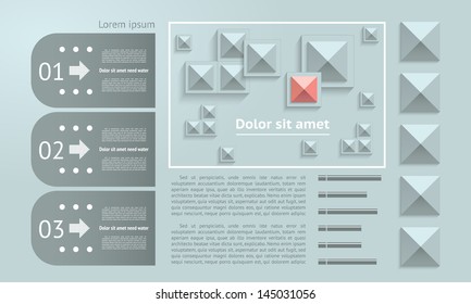 Web infographics template set. Modern business options. Vector illustration. Used for workflow layout, diagram, number options, step up options, web design, infographics, other design